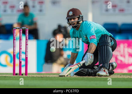 London, Großbritannien. 31. Juli, 2018. Ben Foakes schlagen für Surrey gegen Glamorgan in der Vitalität T20 Blast Match am Kia Oval. David Rowe/Alamy leben Nachrichten Stockfoto