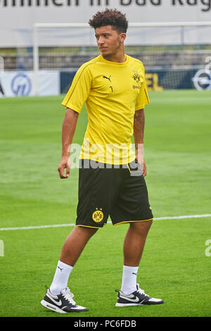 Bad Ragaz, Schweiz. 1. August 2018. Jadon Sancho während einer Trainingseinheit der ersten Borussia Dortmund das Team am Sportplatz Ri-Au in Bad Ragaz. Die borussen Aufenthalt in Bad Ragaz für eine Woche für die Bundesliga Saison 2018/2019 vorzubereiten. Stockfoto