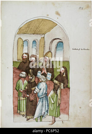346 Konstanzer Richental Chronik Gottesdienst der Griechisch-Orthodoxen, Teilnehmer der Messe 121 r Stockfoto