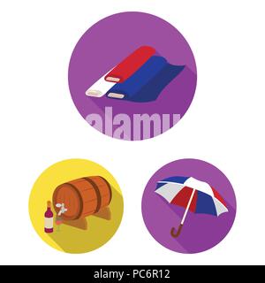 Land Frankreich flachbild Symbole im Set Sammlung für Design. Frankreich und der charakteristische Vektor Symbol lieferbar Abbildung. Stock Vektor