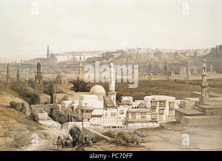 Kairo vom Tor des Citzenib, mit Blick auf die Wüste von Suez. Nach einer Arbeit von schottischen Künstlers David Roberts, 1796-1864 und belgischen Lithograph Louis Haghe, 1806-1885. Stockfoto