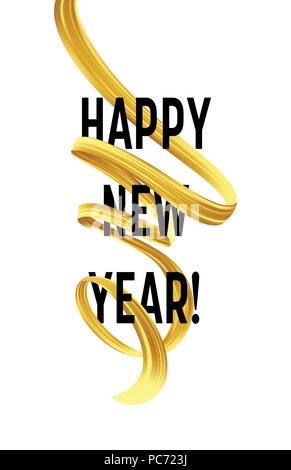 Frohes Neues Jahr mit goldenen Serpentine Streamer. Vector Illustration Stock Vektor