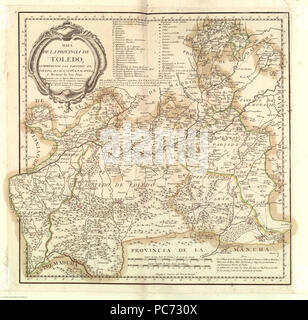 60 Mapa de la Provincia de Toledo (1768, Tomás López) Stockfoto