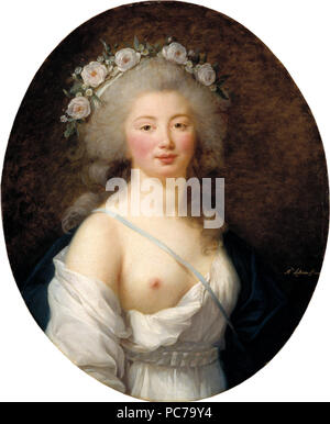 Elisabeth Louise Vigée-Lebrun: Porträtt av ung Dam som Flora, NM 2187 73 Porträt einer jungen Dame als Flora (Louise Élisabeth Vigée-Lebrun) - Nationalmuseum - 19247 Stockfoto