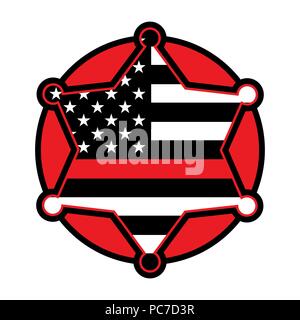 Eine rote feuerwehrmann Feuerwehrmann Abzeichen emblem Abbildung. Vector EPS 10 zur Verfügung. Stock Vektor