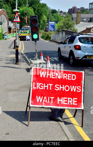 Temporäre Verkehrsampeln, Maidstone, England. Stockfoto