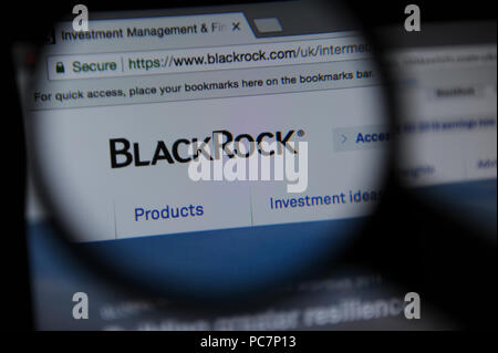 Die blackrock Website durch ein Vergrößerungsglas gesehen Stockfoto