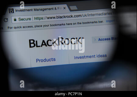 Die blackrock Website durch ein Vergrößerungsglas gesehen Stockfoto