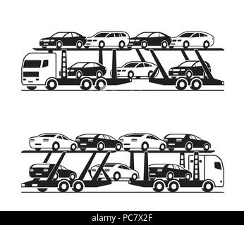 Auto transporter Truck in der Perspektive - Vector Illustration Stock Vektor