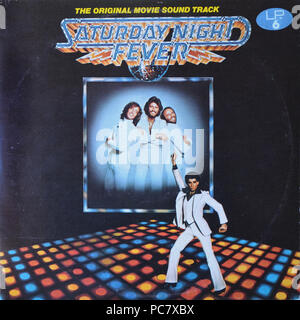 Verschiedene Künstler - Das Original Movie Soundtrack Saturday Night Fever - Vintage Vinyl Album Cover Stockfoto
