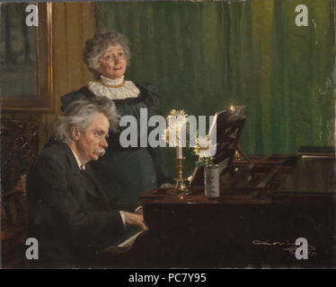 Peder Severin Krøyer: Edvard Grieg hustru ackompanjerande Sünde. NM 1571 26 Edvard Grieg begleitet seine Frau (Peder Severin Krøyer) - Nationalmuseum - 18575 Stockfoto