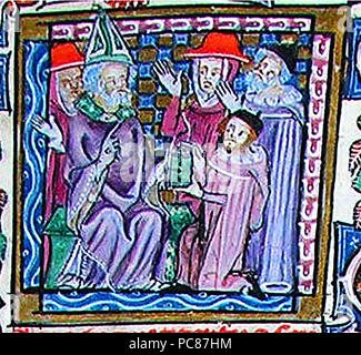 90 Bonifatius VIII. recevant les Décrétale commentées par Johannes Monachus Stockfoto