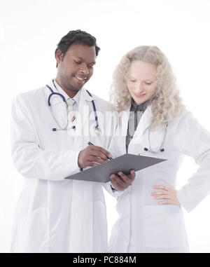 Zwei Ärzte diskutieren Diagnose des Patienten Stockfoto