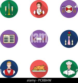 Restaurant Symbole im flachen Design. Große Sammlung von Restaurant vektor Symbol lieferbar Abbildung: Stock Vektor