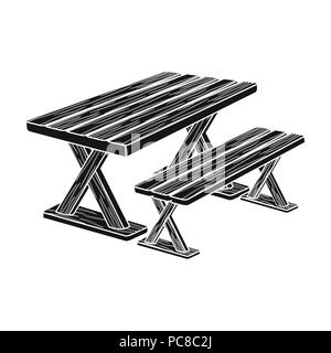 Tabelle für Rest. BBQ einzelnen Symbol in schwarz Stil vektor Symbol lieferbar Abbildung. Stock Vektor