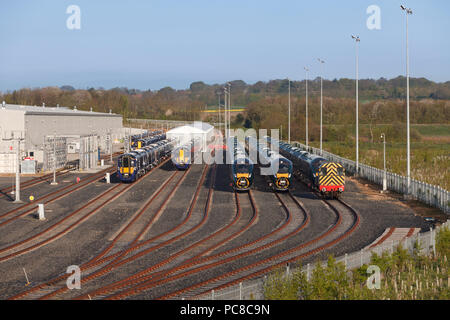 Hitachi Montagewerk Newton Aycliffe, County Durham, neue Klasse 800 IEP Züge für First Great Western Railway und Klasse 385 EMU's für Scotrail Stockfoto