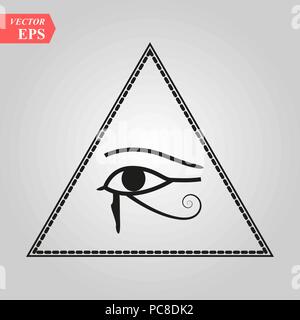 Alles sehende Auge Gottes Auge das Auge der Vorsehung der Allwissenheit leuchtende Delta Oculus Dei. Alten mystischen sakralen Symbol der Illuminaten und Freemasonr Stock Vektor