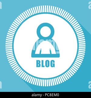 Blog editierbare Flachbild Vektorsymbol, quadratische Schaltfläche "Web", blau Computer und Smartphone Anwendung anmelden Eps 10. Stock Vektor
