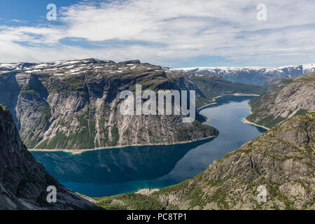 Luftaufnahme von Ringedalsvatnet See in Norwegen Stockfoto