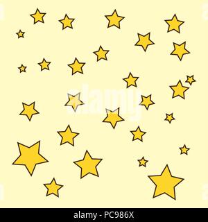 Regenbogen und Sterne über gelben Hintergrund, farbenfrohen Design. Vector Illustration Stock Vektor