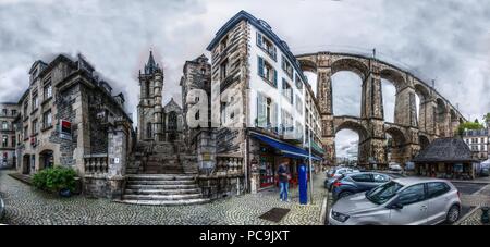 Viadukt im Zentrum von Morlaix, post Stadt in der Bretagne Stockfoto