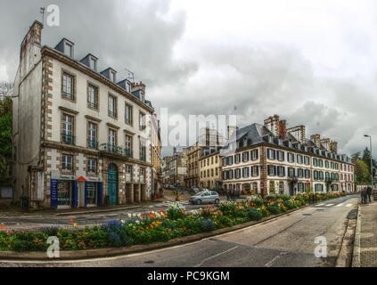 Viadukt im Zentrum von Morlaix, post Stadt in der Bretagne Stockfoto