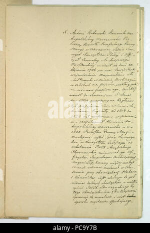 Zapiski AGAD Rządowej sporządzone w Komisji Spraw Wewnętrznych i Duchownych dotyczące patriotycznej postawy ks. Antoniego Kotowskiego 1. Stockfoto