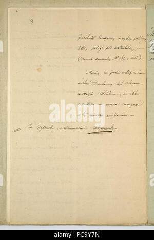 Zapiski AGAD Rządowej sporządzone w Komisji Spraw Wewnętrznych i Duchownych dotyczące patriotycznej postawy ks. Antoniego Kotowskiego 9. Stockfoto