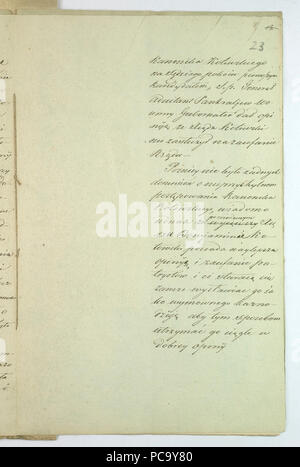 Zapiski AGAD Rządowej sporządzone w Komisji Spraw Wewnętrznych i Duchownych dotyczące patriotycznej postawy ks. Antoniego Kotowskiego 23. Stockfoto