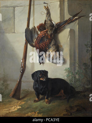 86 Die Dachshound Pehr mit Toten Spiel und Gewehr (Jean-Baptiste Oudry) - Nationalmuseum - 17867 Stockfoto