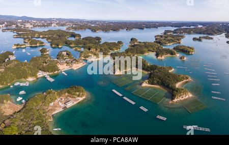 Aerial View vor Bucht in der Nähe Masaki Insel, Shima Stadt, Mie Präfektur, Japan Stockfoto