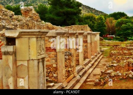 Spalten auf die Ausgrabungsstätte der antiken griechischen Stadt Philippi Stockfoto