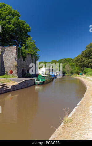 Bank von Kalköfen, Llangattock Wharf, Monmouthshire und Brecon Canal, Llangattock in der Nähe von Abergavenny, Wales, UK. Stockfoto