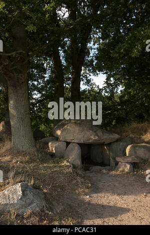 5500 Jahre alte Großsteingräber große Dolmen in der Nähe von Lancken-Granitz im Südosten der Insel Rügen in der Ostsee, im Nordosten Deutschlands. Stockfoto