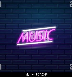 Einstellen der Mode Leuchtreklame. Nacht hell Namensschild Musik, sanftes Licht Banner. Sommer-Logo, Emblem. Club oder Bar auf dunklem Hintergrund. Editierbare Vektor. Stock Vektor