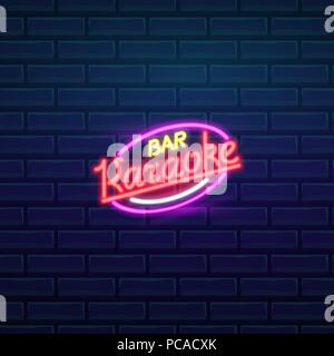 Einstellen der Mode Leuchtreklame. Nacht Helle Tafel Karaoke, sanftes Licht Banner. Sommer-Logo, Emblem. Club oder Bar auf dunklem Hintergrund. Editierbare Vektor. Stock Vektor