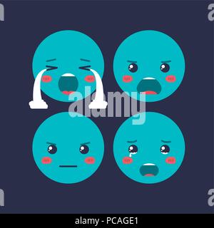 Stellen Sie Emoticons kawaii Zeichen Stock Vektor