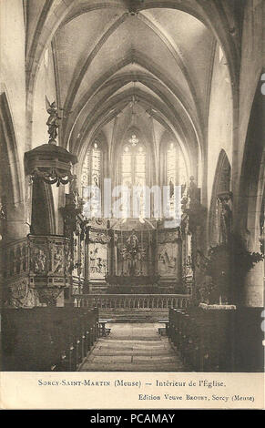 567 Sorcy-Saint-Martin (Meuse) - Intérieur de l'église - CPA Stockfoto