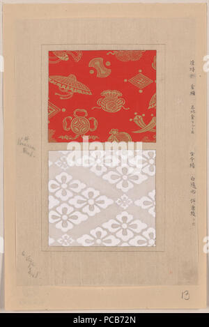 Akaki kinran (gold Brocade mit rotem Hintergrund)) (Shiro Aya (weiß Twill webt, auch als Chinesische twill webt bekannt)) Stockfoto