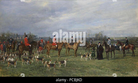 410 Treffen der Quorn Jagdhunde am Kirby Tor zum 7. November 1910 Stockfoto