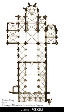 2 Abbaye de Cerisy-la-Forêt (Par Paul de Farcy) (Plan église) Stockfoto