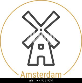 Amsterdam, Niederlande Vektor Symbol Leitung Stock Vektor