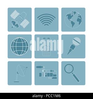 Einstellen des Journalismus geräte Symbole Stock Vektor