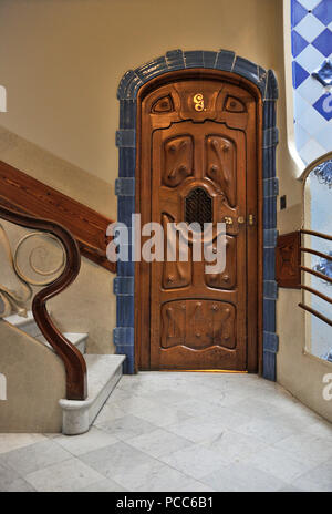 Barcelona, Casa Batllo. Treppenhaus. Architekt: Antonio Gaudí Cornet, 1904-1906 Stockfoto