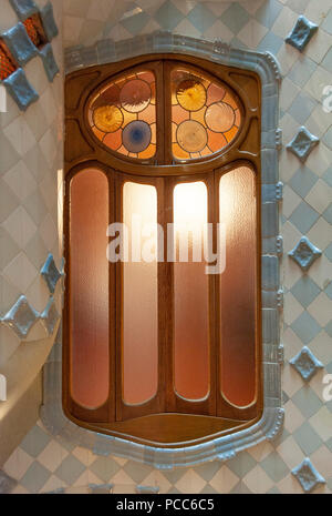 Barcelona, Casa Batllo. Treppenhaus. Architekt: Antonio Gaudí Cornet, 1904-1906 Stockfoto