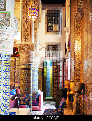In einem Riad, Fes, Marokko Stockfoto