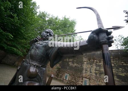 Der Robin Hood Statue in Nottingham City Centre (Castle Road, Nottingham, Nottinghamshire, Großbritannien) Stockfoto