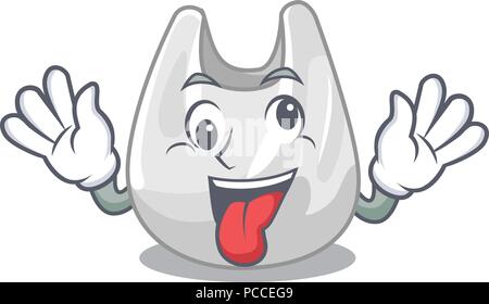 Crazy Plastiktüte Maskottchen Karikatur Stock Vektor