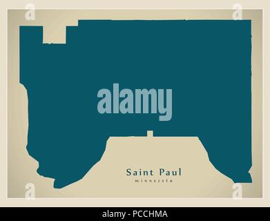 Moderne Stadtplan - Saint Paul Minnesota Stadt der USA Stock Vektor