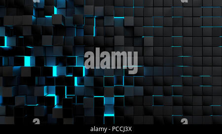 Technologie Oberfläche mit blauem Neonlicht Stockfoto